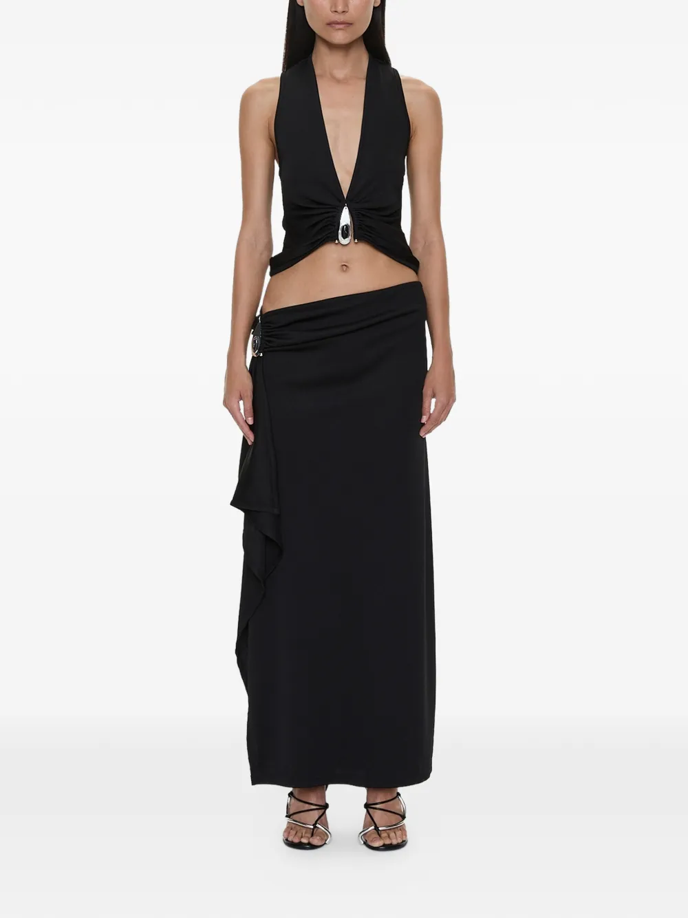 Christopher Esber Geribbelde tanktop met kristallen hanger Zwart
