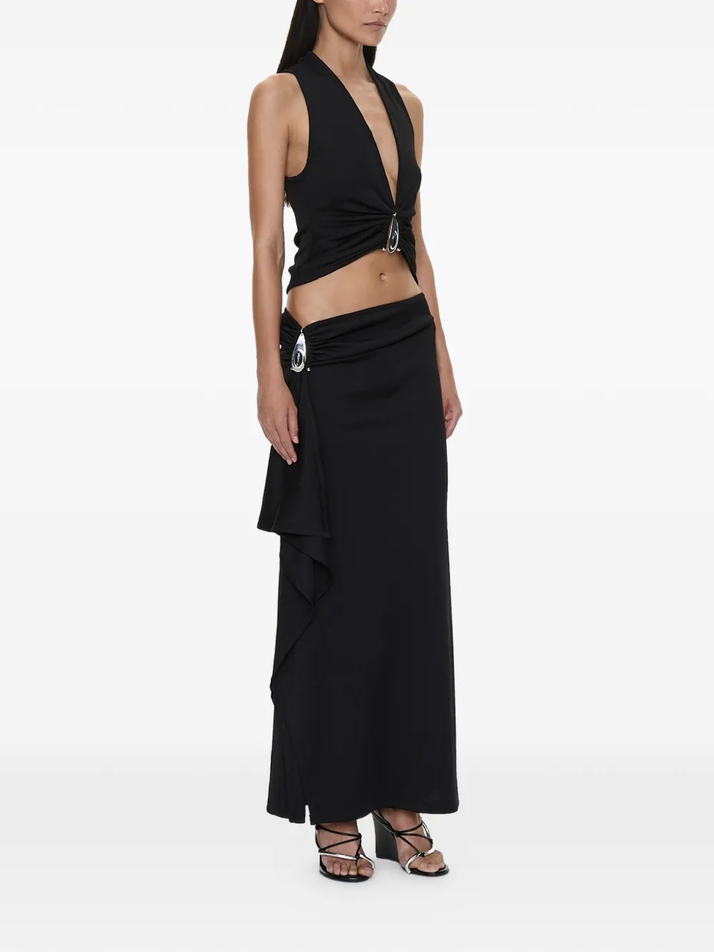Christopher Esber Geribbelde tanktop met kristallen hanger Zwart