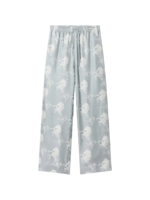 Stella McCartney pantalones de seda con caballos estampados y cordones en la pretina