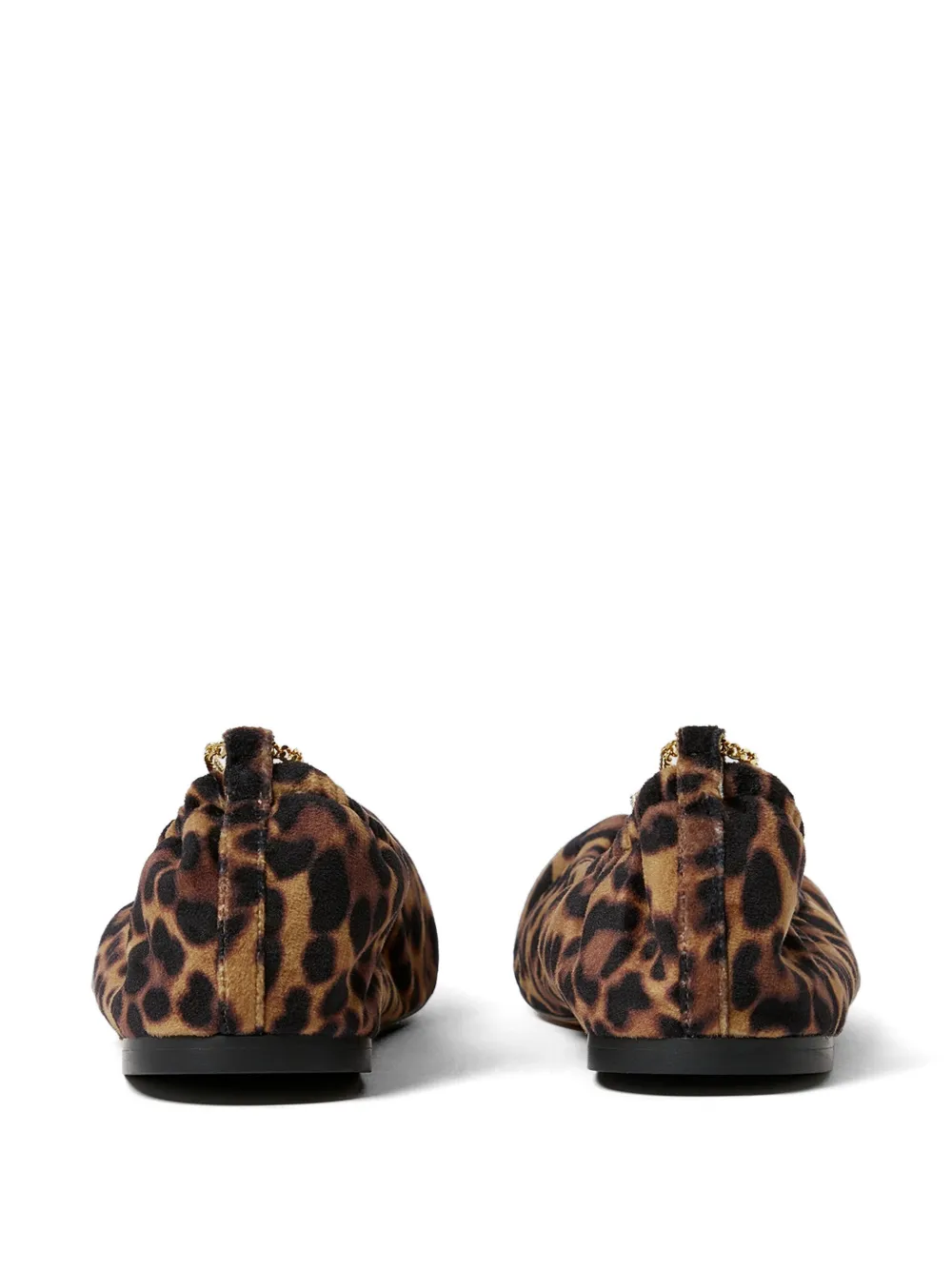Stella McCartney Leopard Velvet Chain-detail Ballerina Flats in Brown, view 3