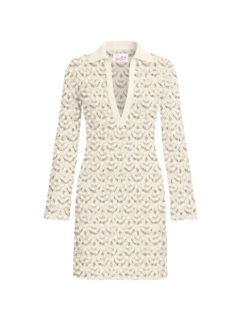 MC2 Saint Barth crochet-knit V-neck mini dress