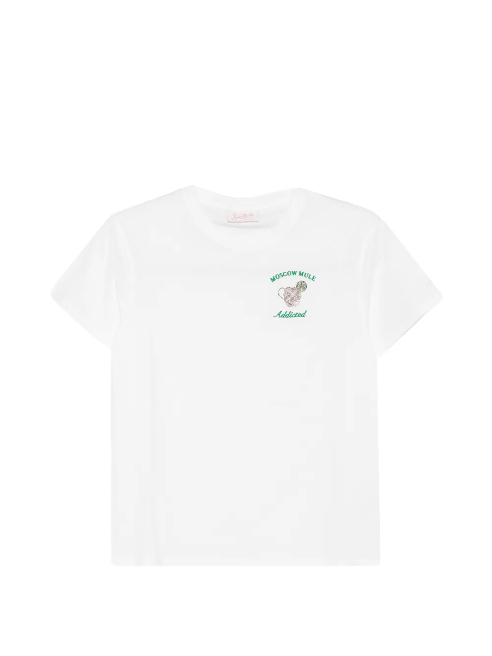 Mc2 Saint Barth Emilie Crystal-embellished Embroidered T-shirt In White