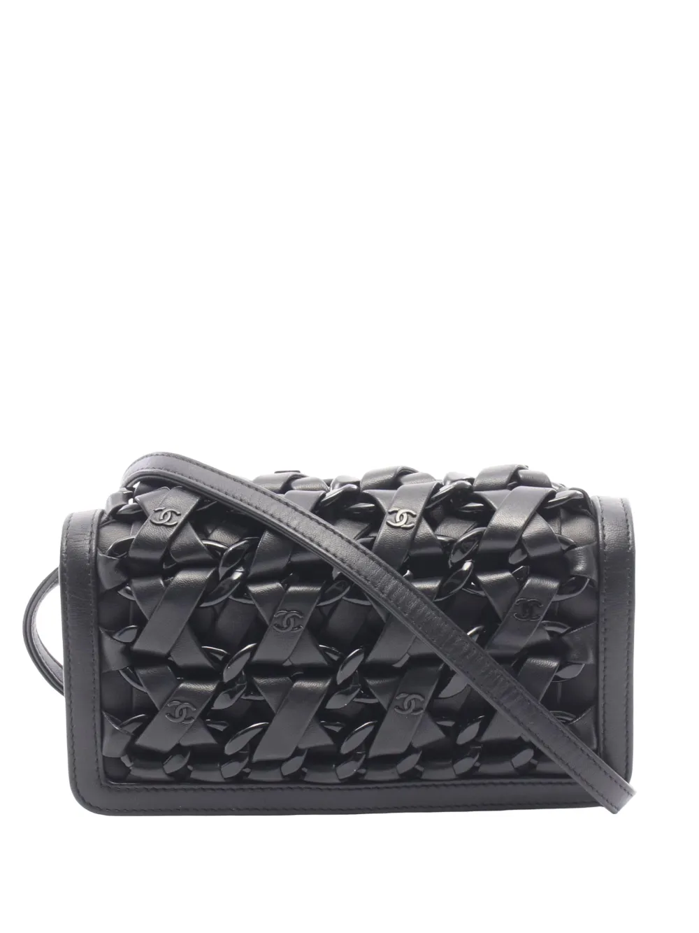 CHANEL Pre-Owned 2012-2013 Leather CC Interlaced crossbody bag - Black