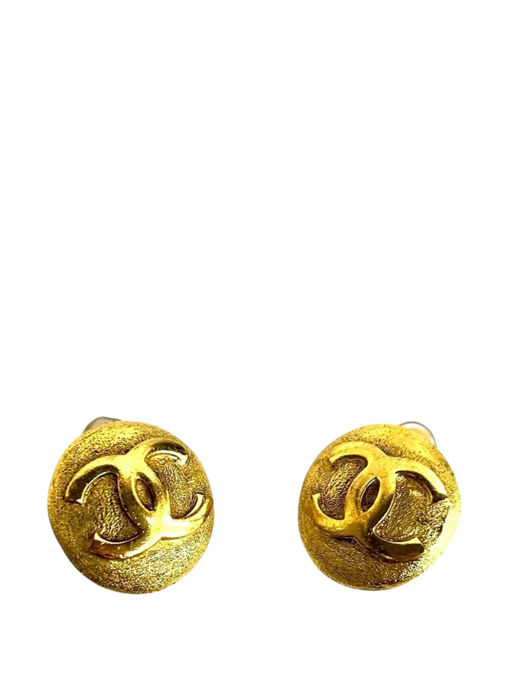 CHANEL Pre-Owned 1980-1990 CC Gold Plated Round Clip On Earrings costume earrings - Oro