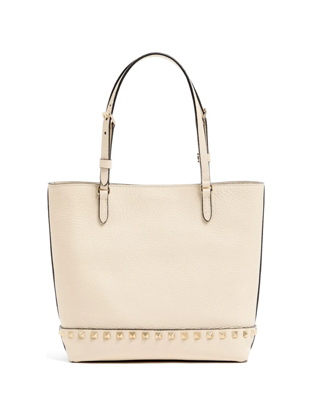 Valentino Garavani Borsa shopper Rockstud piccola in pelle di vitello zigrinata - Toni neutri