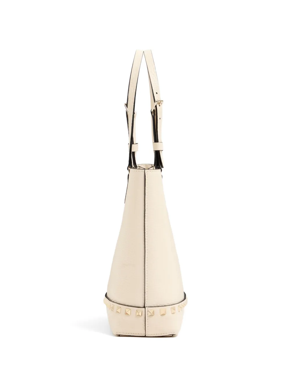 Valentino Garavani Kleine Rockstud kalfsleren shopper met textuur Beige