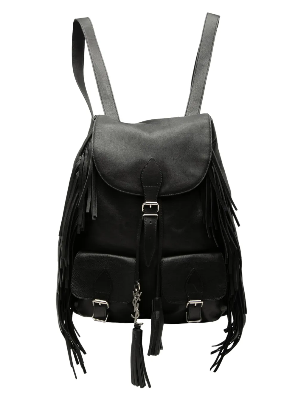 Saint Laurent Pre-Owned 2015 Calfskin Fringe Festival backpack - Black