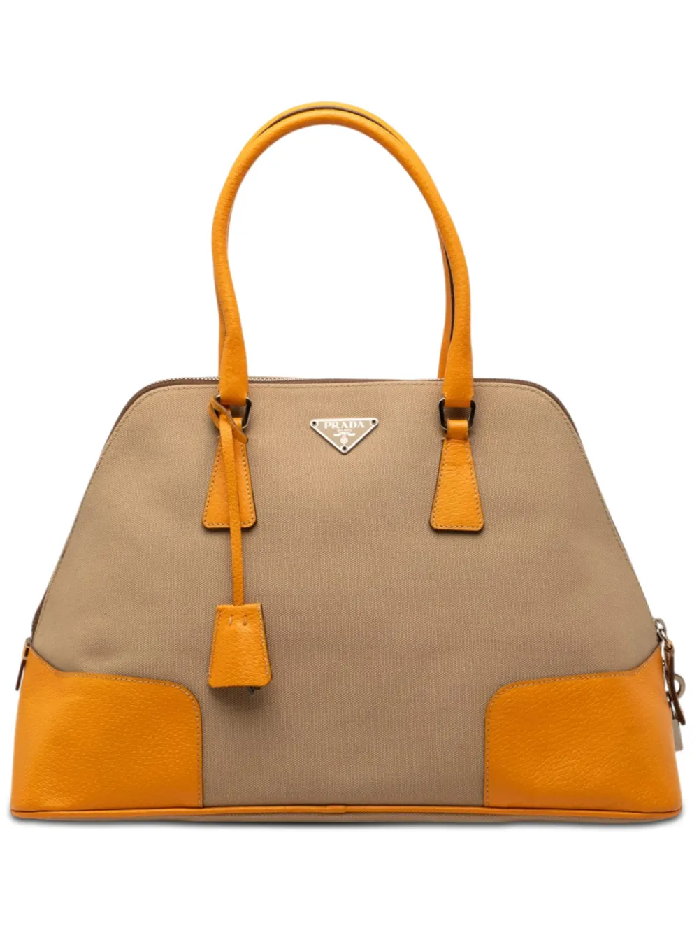 Prada Pre-Owned 2019-2026 Cinghiale Trimmed Canapa Dome handbag - Giallo