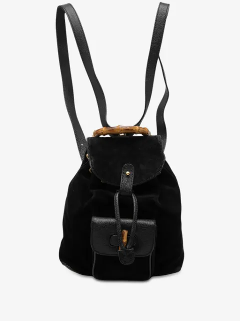Gucci Pre-Owned Bamboo 绒面皮双肩包（20世纪典藏款）