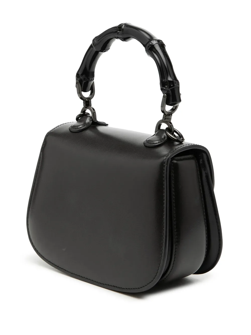 Gucci Pre-owned 2000-2015 Mini Calfskin 1947 Bamboo Top Handle Bag Satchel in Black, view 3