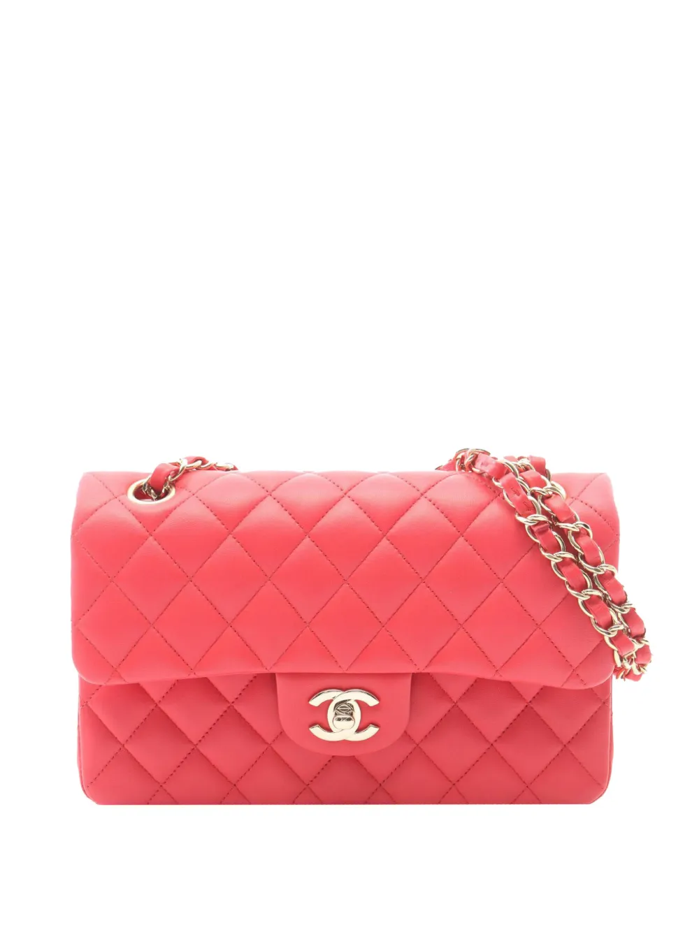 CHANEL Pre-Owned 2017-2018 Medium Classic Lambskin Double Flap shoulder bag - Rosa