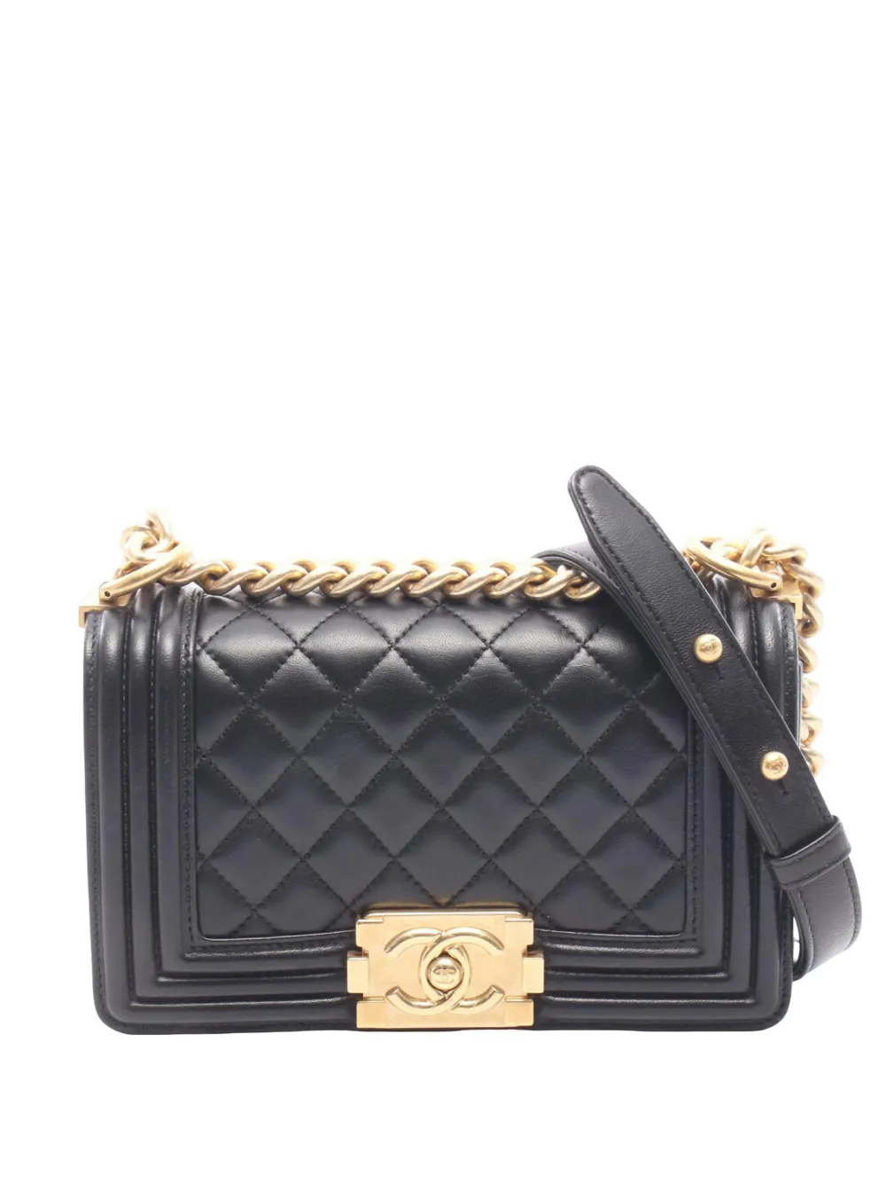 CHANEL Pre-Owned 2016-2017 Small Quilted Lambskin Boy Flap crossbody bag - Nero