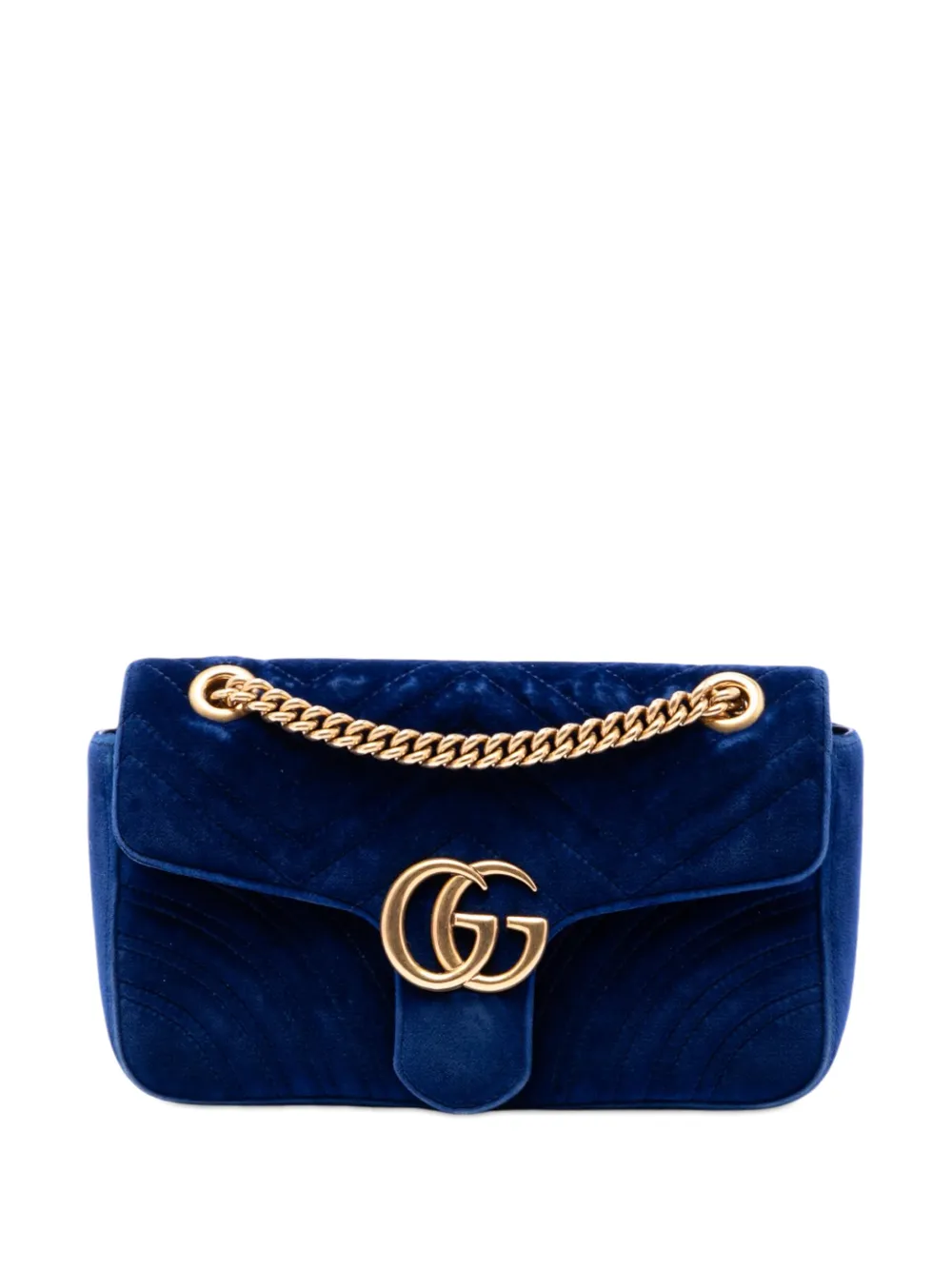 Gucci Pre-Owned 2016-2026 Medium GG Marmont Matelasse Velvet shoulder bag - Blu