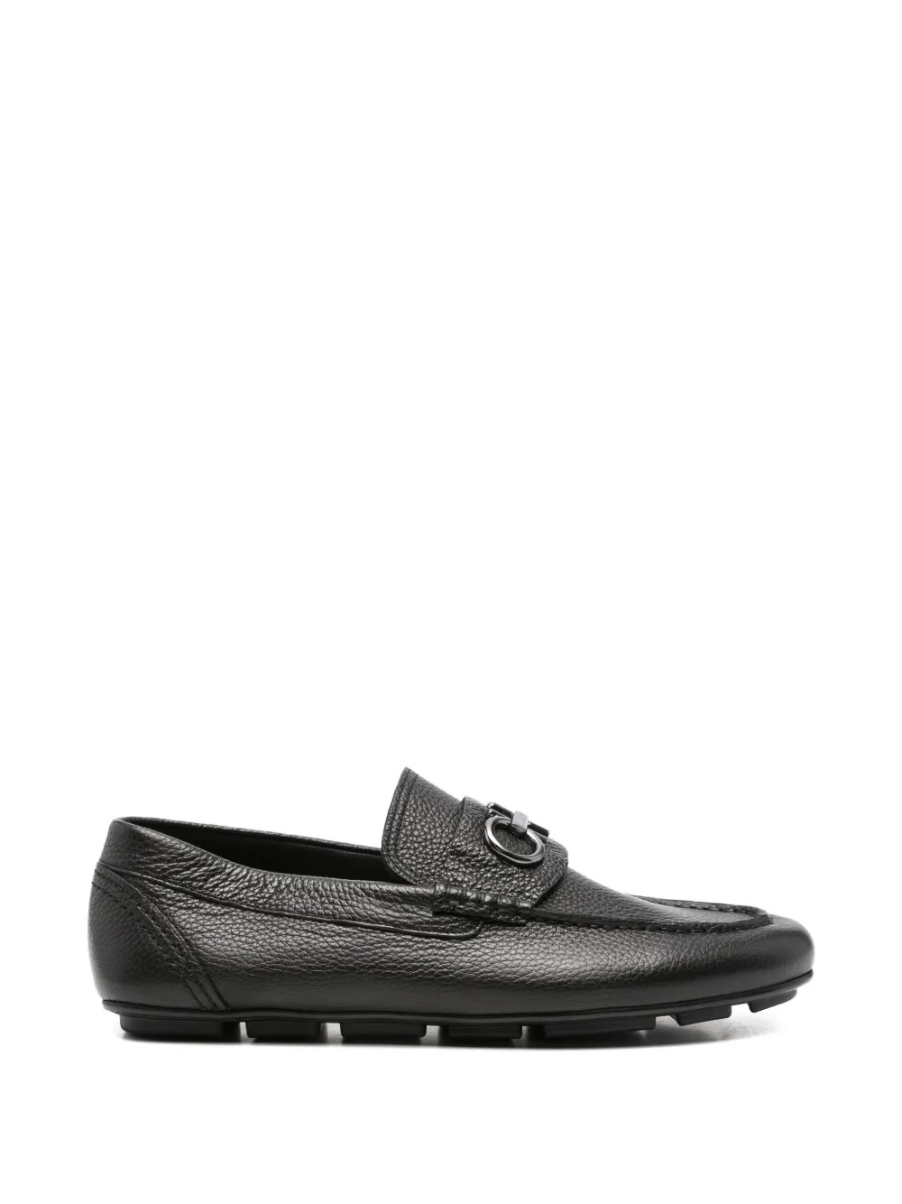 JOHN HARRISON logo-plaque pebbled-leather loafers - Nero