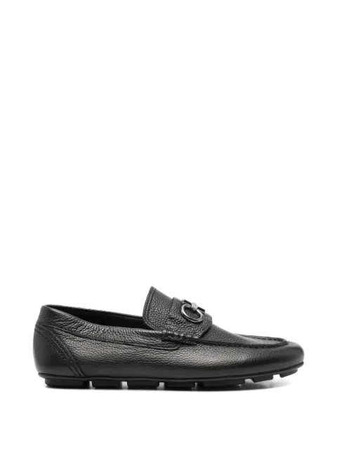 JOHN HARRISON logo-plaque pebbled-leather loafers