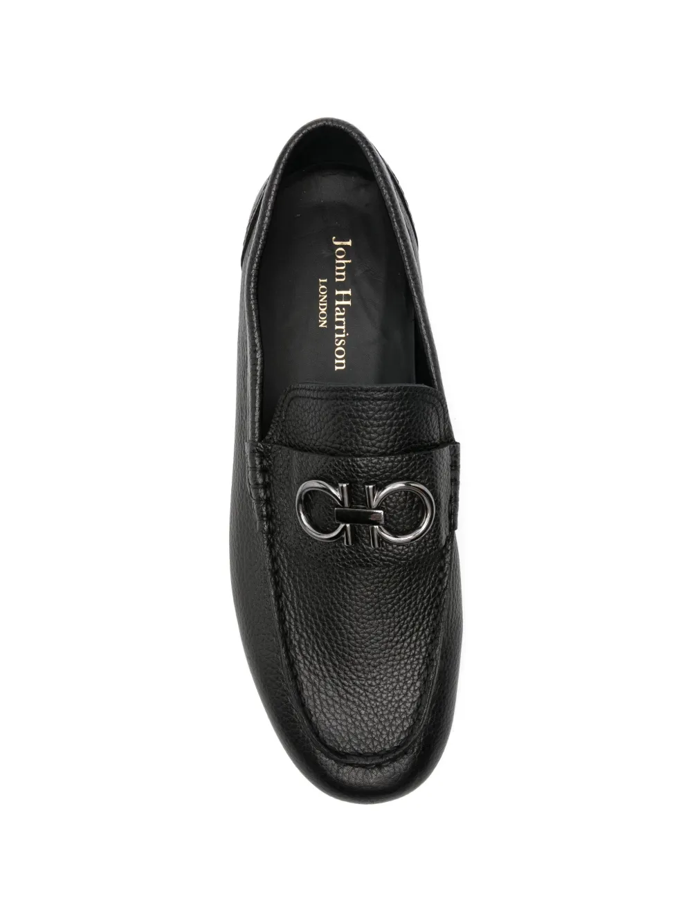JOHN HARRISON logo-plaque pebbled-leather loafers Zwart