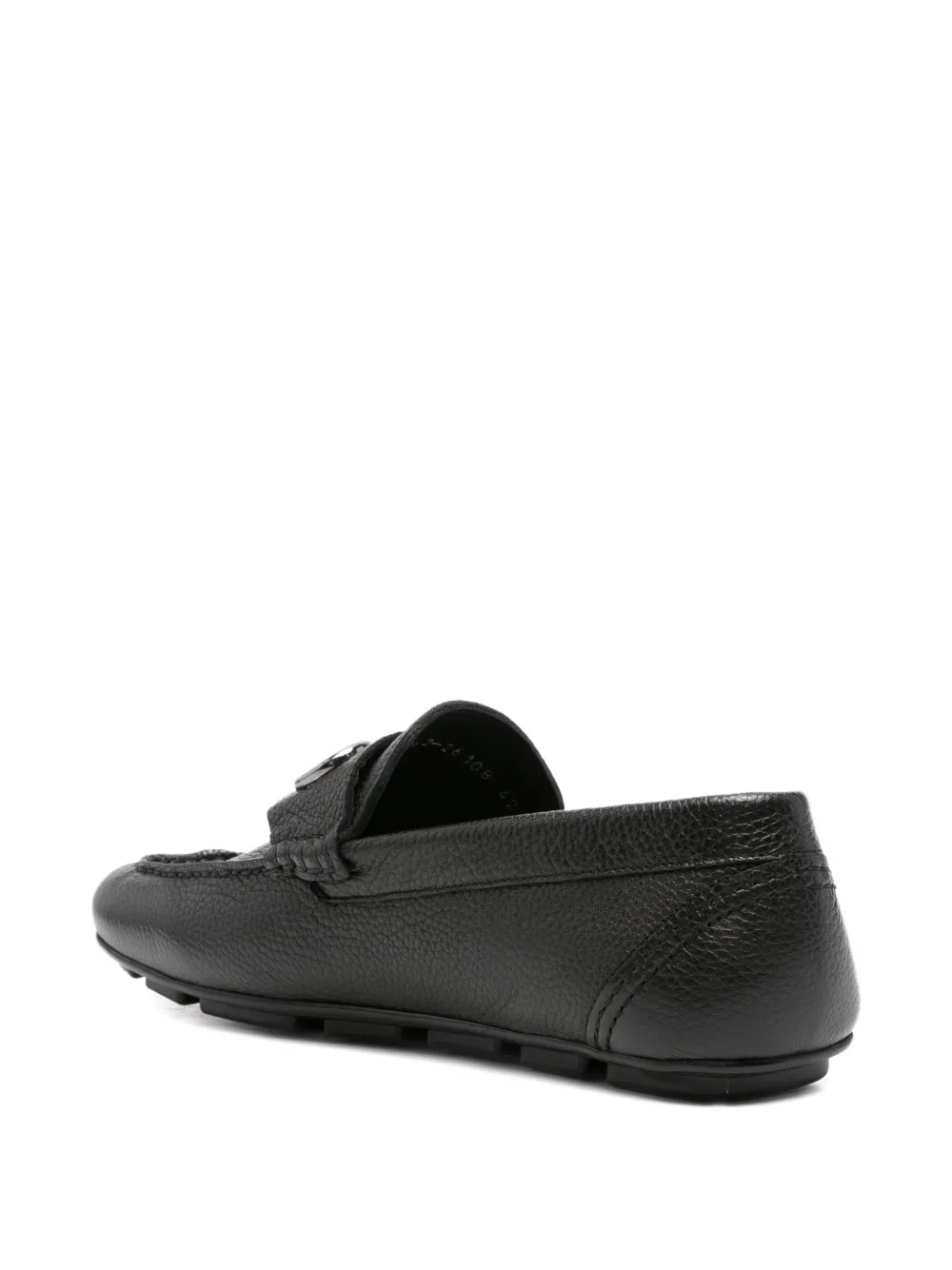 JOHN HARRISON logo-plaque pebbled-leather loafers Zwart