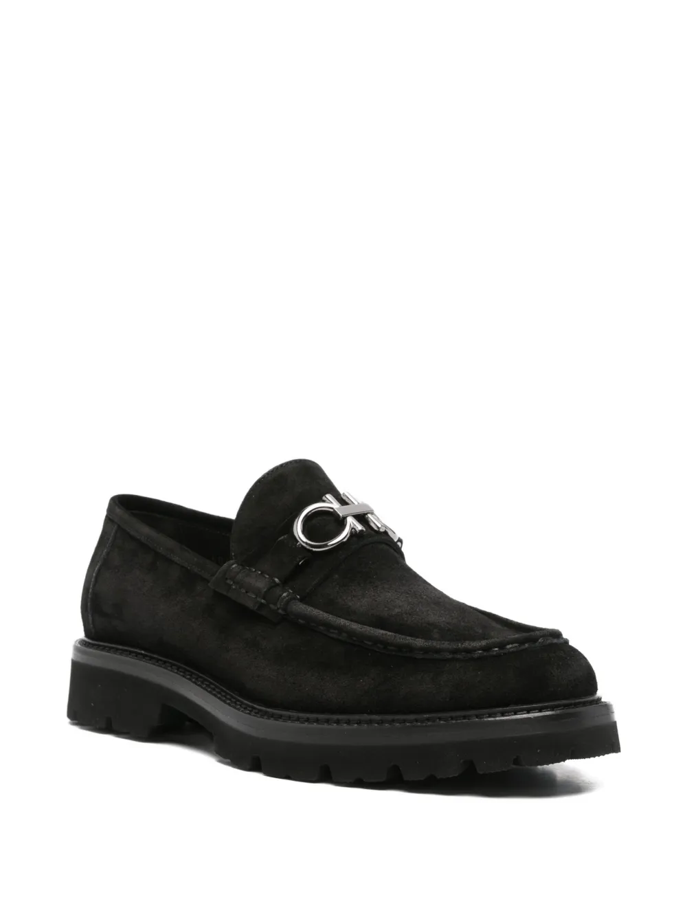 JOHN HARRISON suede lug-sole loafers Zwart