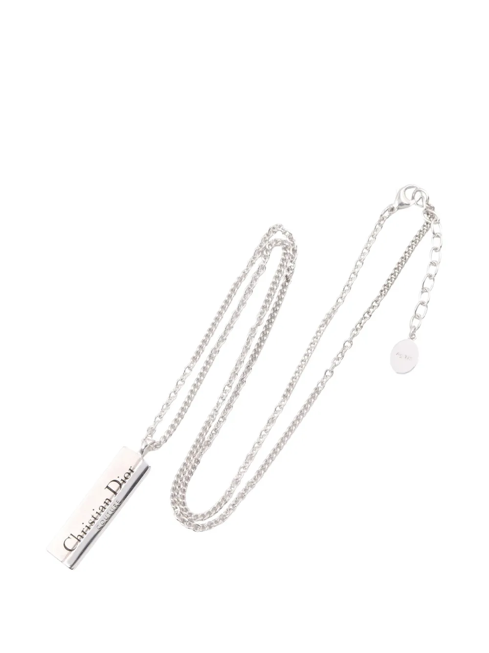 Christian Dior Pre-Owned logo-engraved bar necklace - Argento