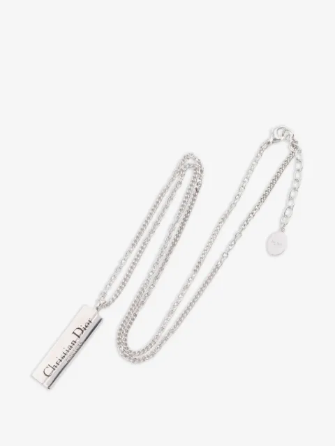 Christian Dior Pre-Owned logo雕刻条形吊饰项链