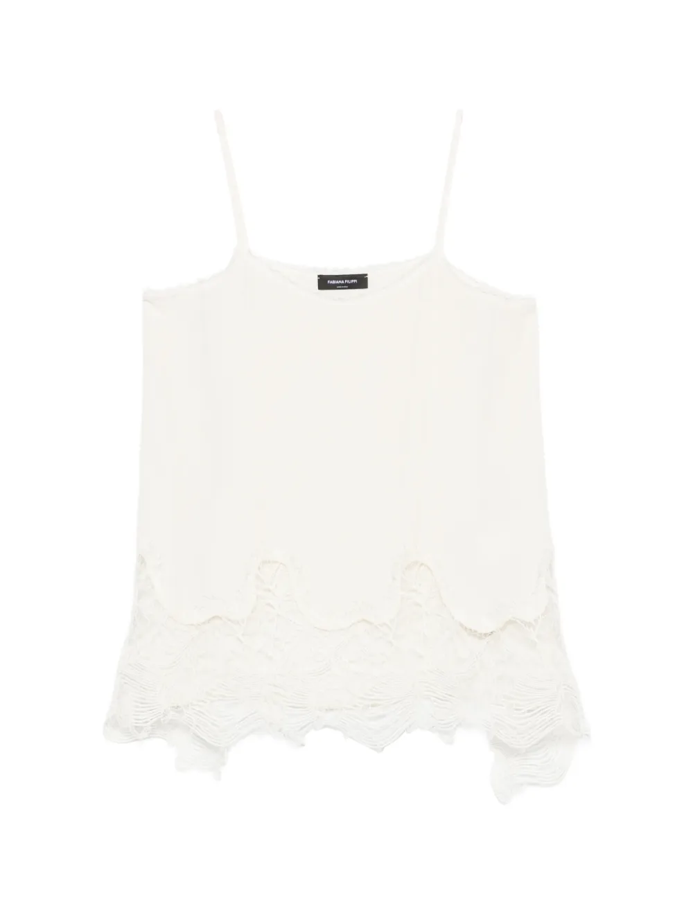 Fabiana Filippi V-neck lace-trim asymmetric top - Toni neutri