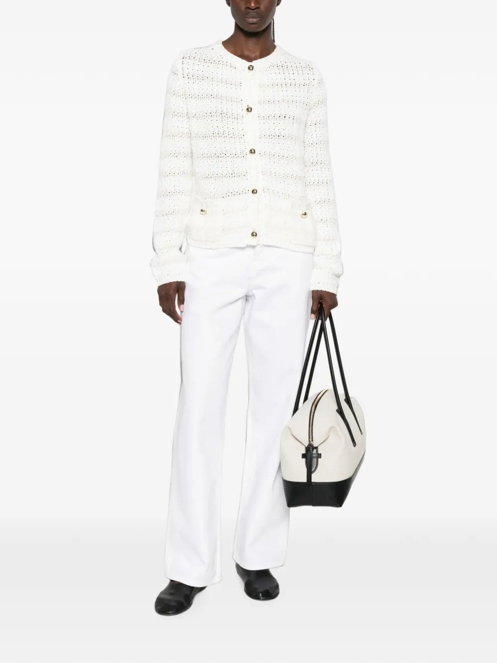 Fabiana Filippi Opengebreid vest Beige