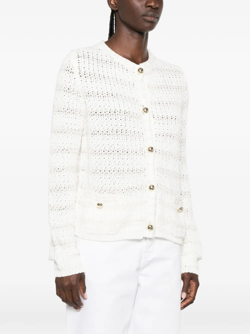Fabiana Filippi Opengebreid vest Beige