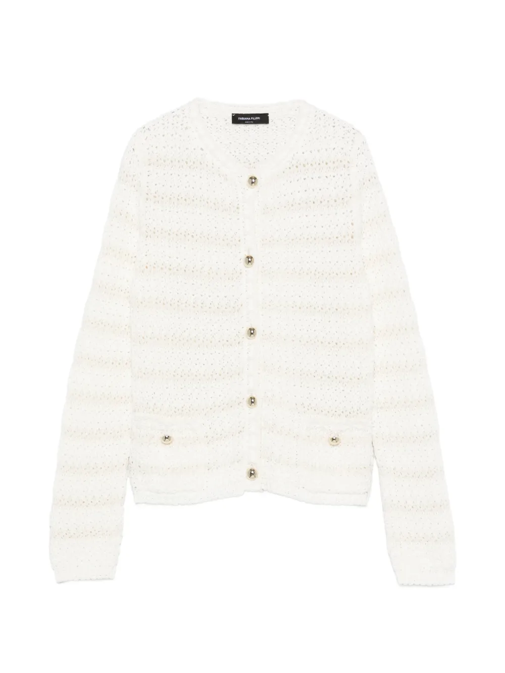 Fabiana Filippi open-knit buttoned cardigan - Nude