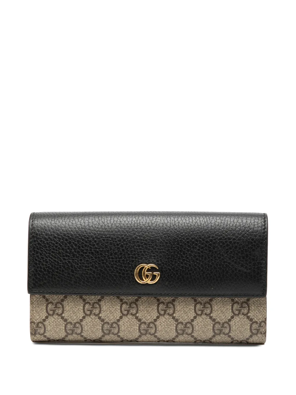 Gucci Pre-Owned 2016-2026 Bicolor GG Marmont GG Supreme Continental Wallet long wallets - Schwarz