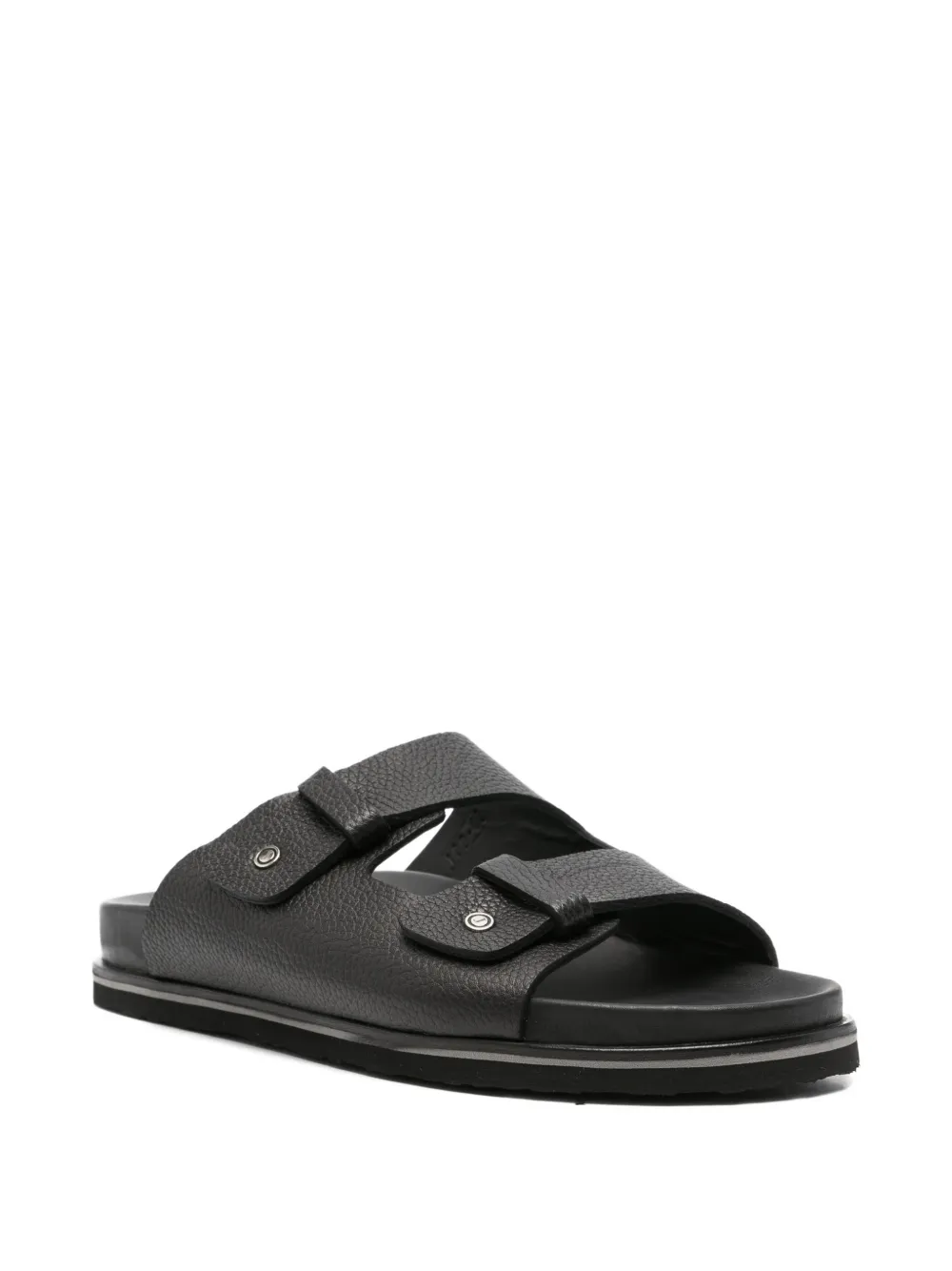 JOHN HARRISON double-strap leather sandals Zwart