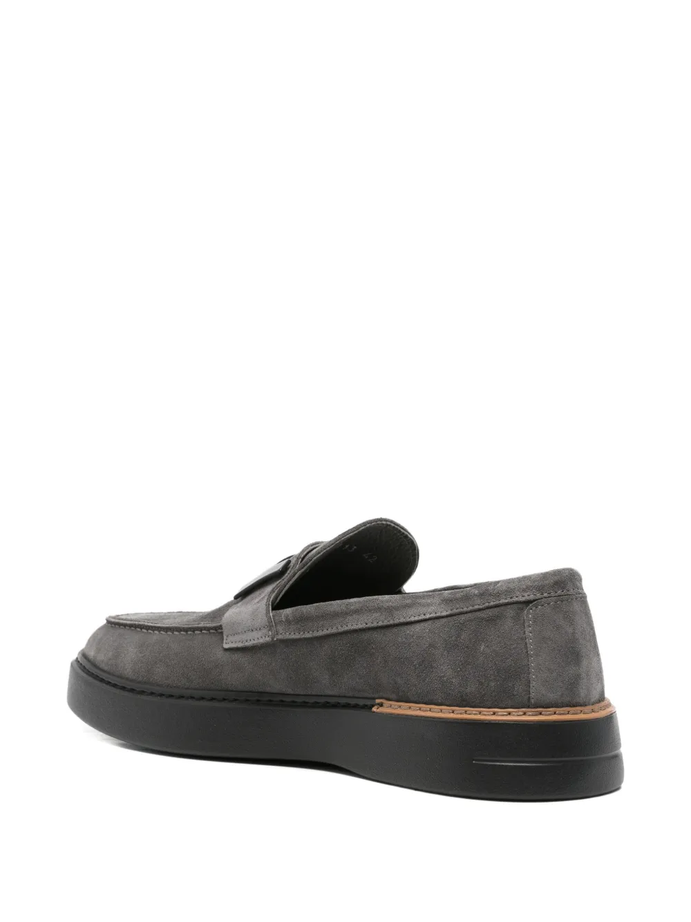 JOHN HARRISON logo-plaque suede loafers Grijs