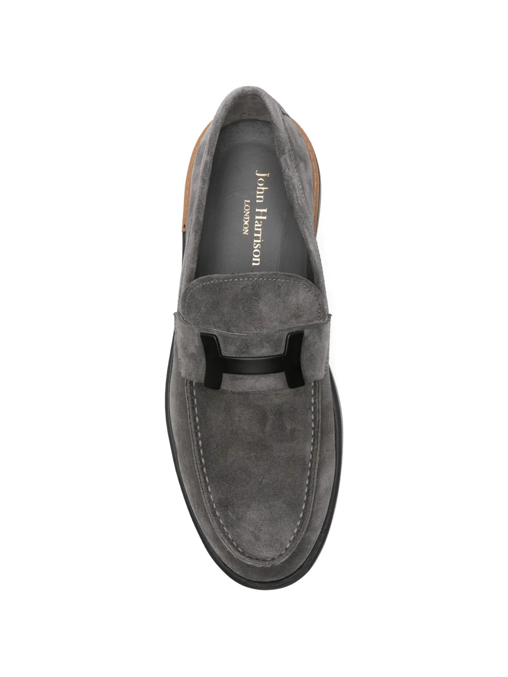 JOHN HARRISON logo-plaque suede loafers Grijs
