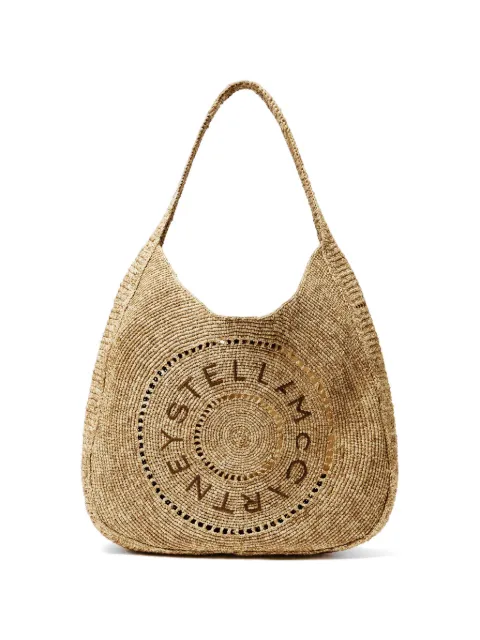 Stella McCartney logo-perforated raffia tote bag