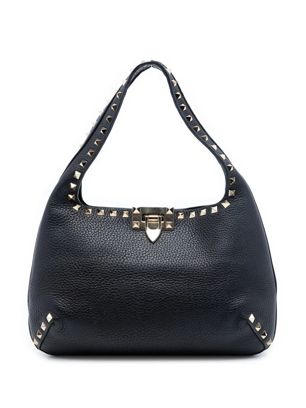 Valentino Garavani Pre-Owned 2018-2026 Grained Calfskin Rockstud hobo bag - Nero
