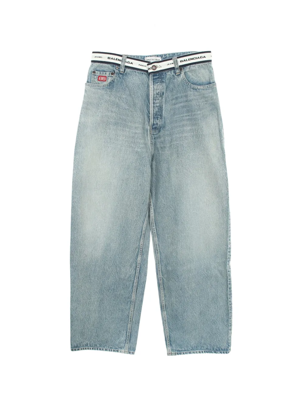 Balenciaga Pre-Owned 2010s logo-waist button-fly baggy jeans - Blu