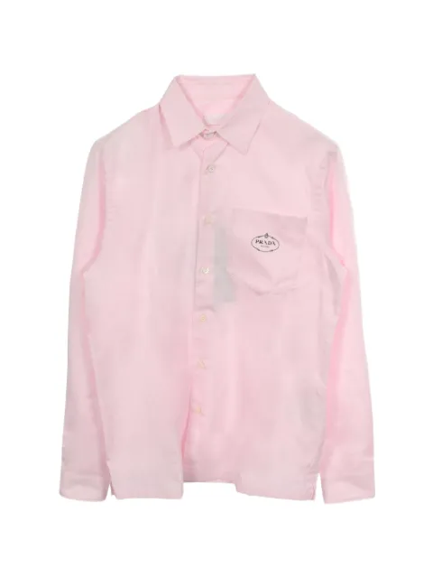 Prada Pre-Owned 2000s logo-embroidered long-sleeve shirt