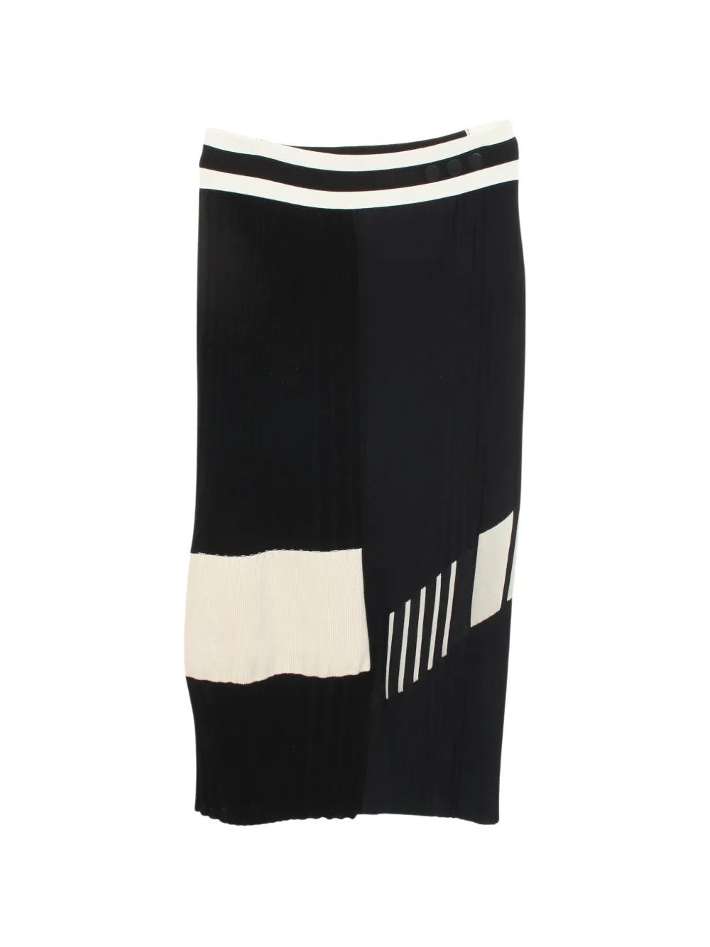 Pre-owned Louis Vuitton 2010s Colour-block Knitted Midi Skirt In Black
