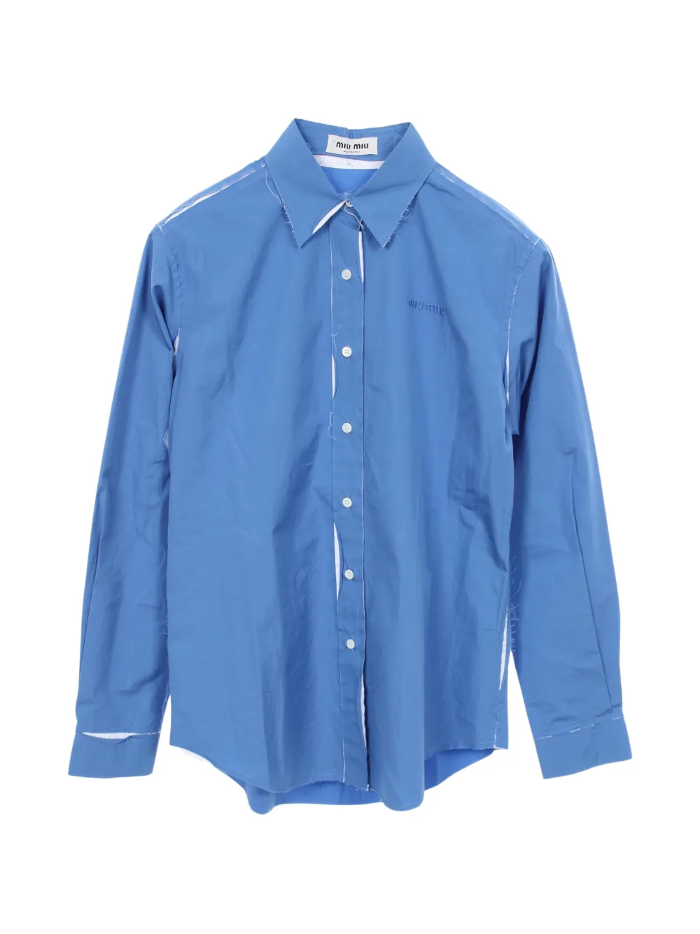 Miu Miu Pre-Owned 2010s cut-off poplin shirt - Blu