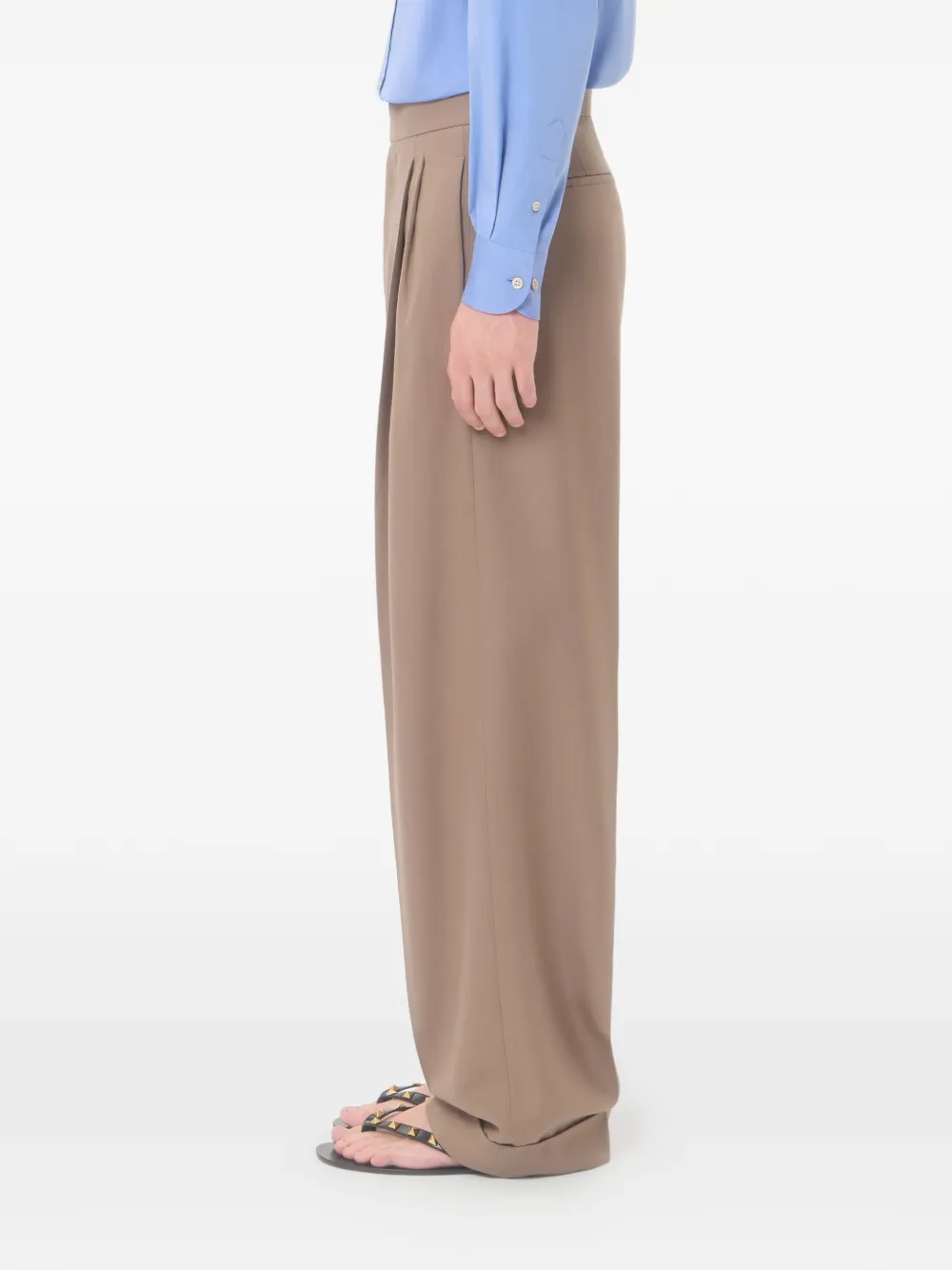 Valentino Garavani Plooibroek met wijde pijpen Beige