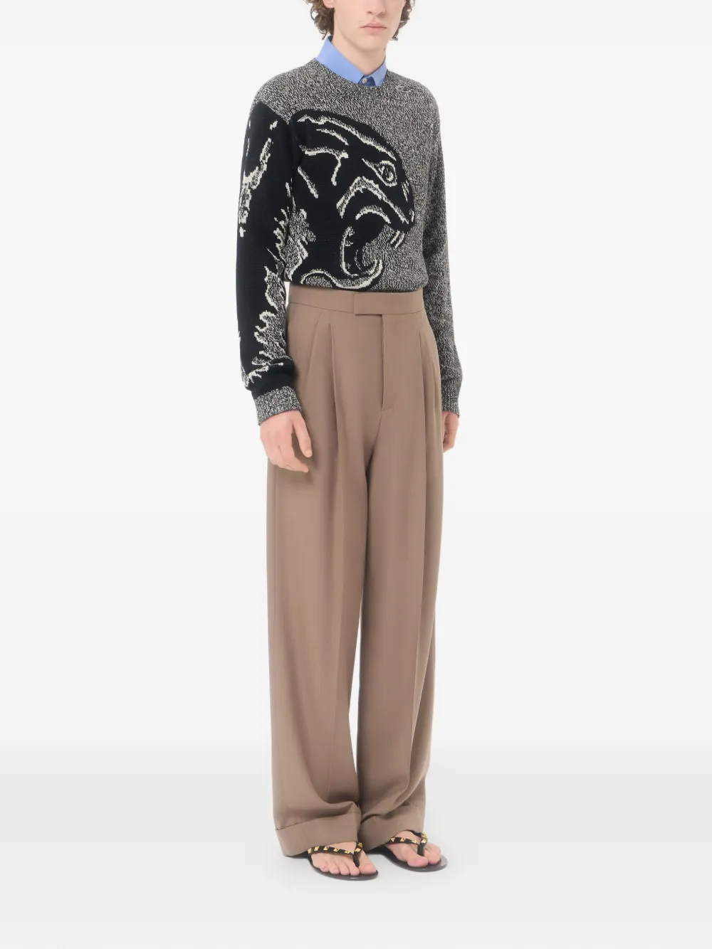 Valentino Garavani Plooibroek met wijde pijpen Beige