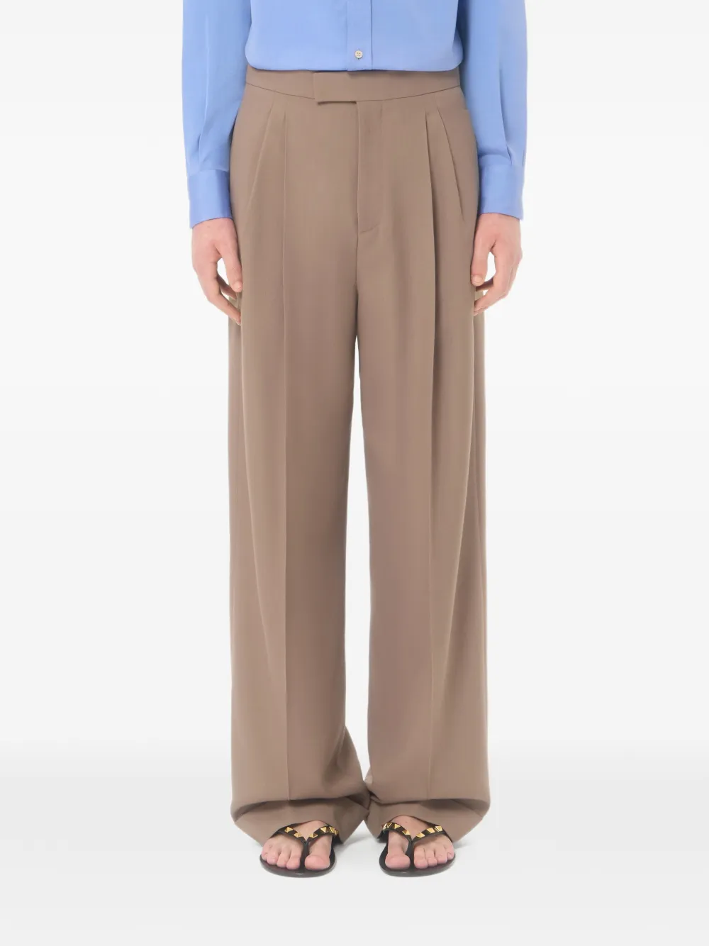 Valentino Garavani Plooibroek met wijde pijpen Beige