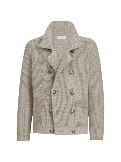 Brunello Cucinelli cashmere half english-rib mariner cardigan