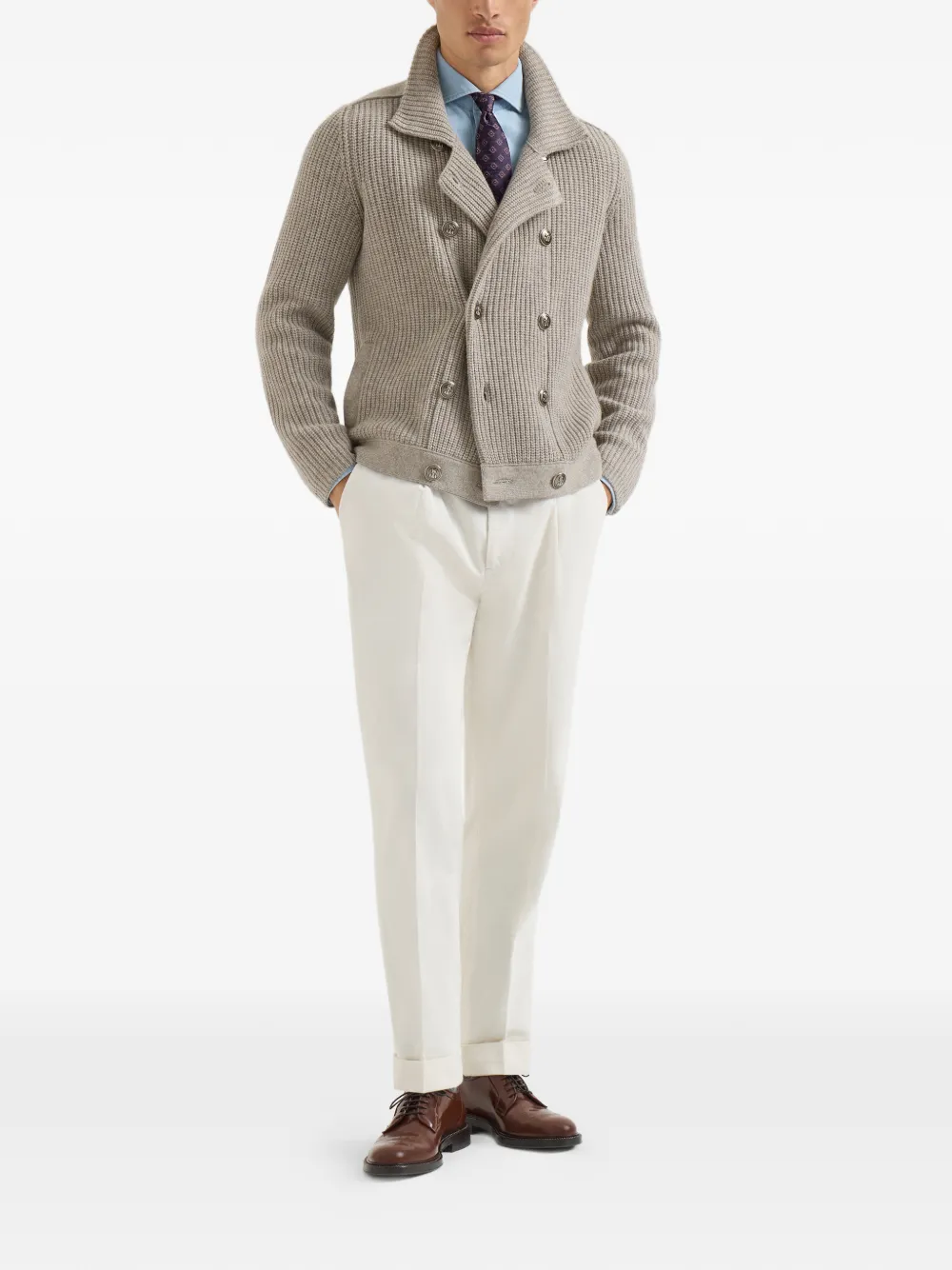 Brunello Cucinelli Vest met gekerfde revers Beige