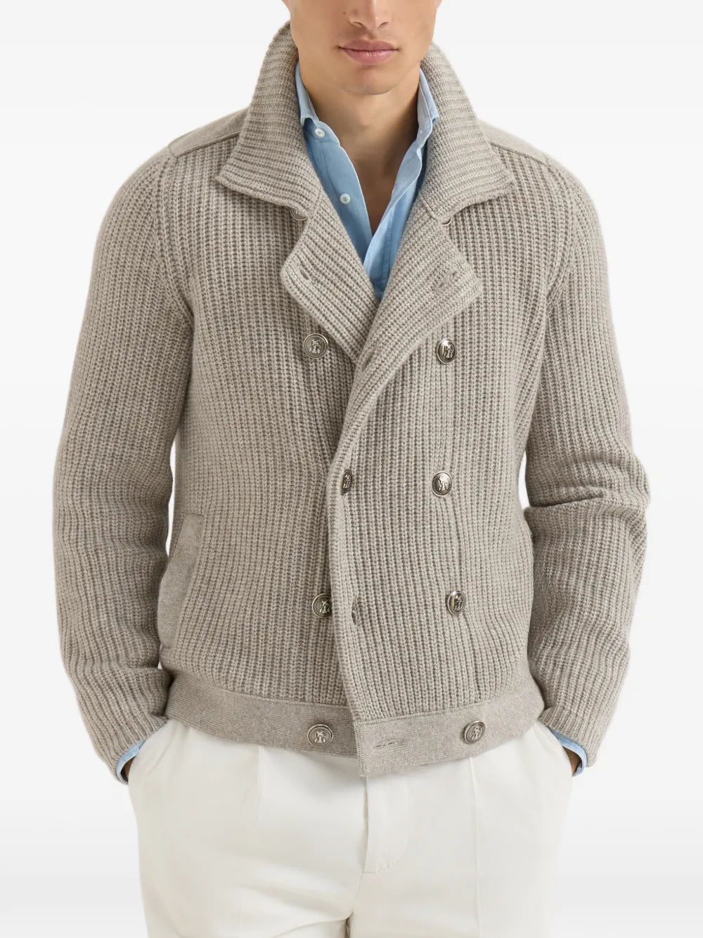 Brunello Cucinelli Vest met gekerfde revers Beige