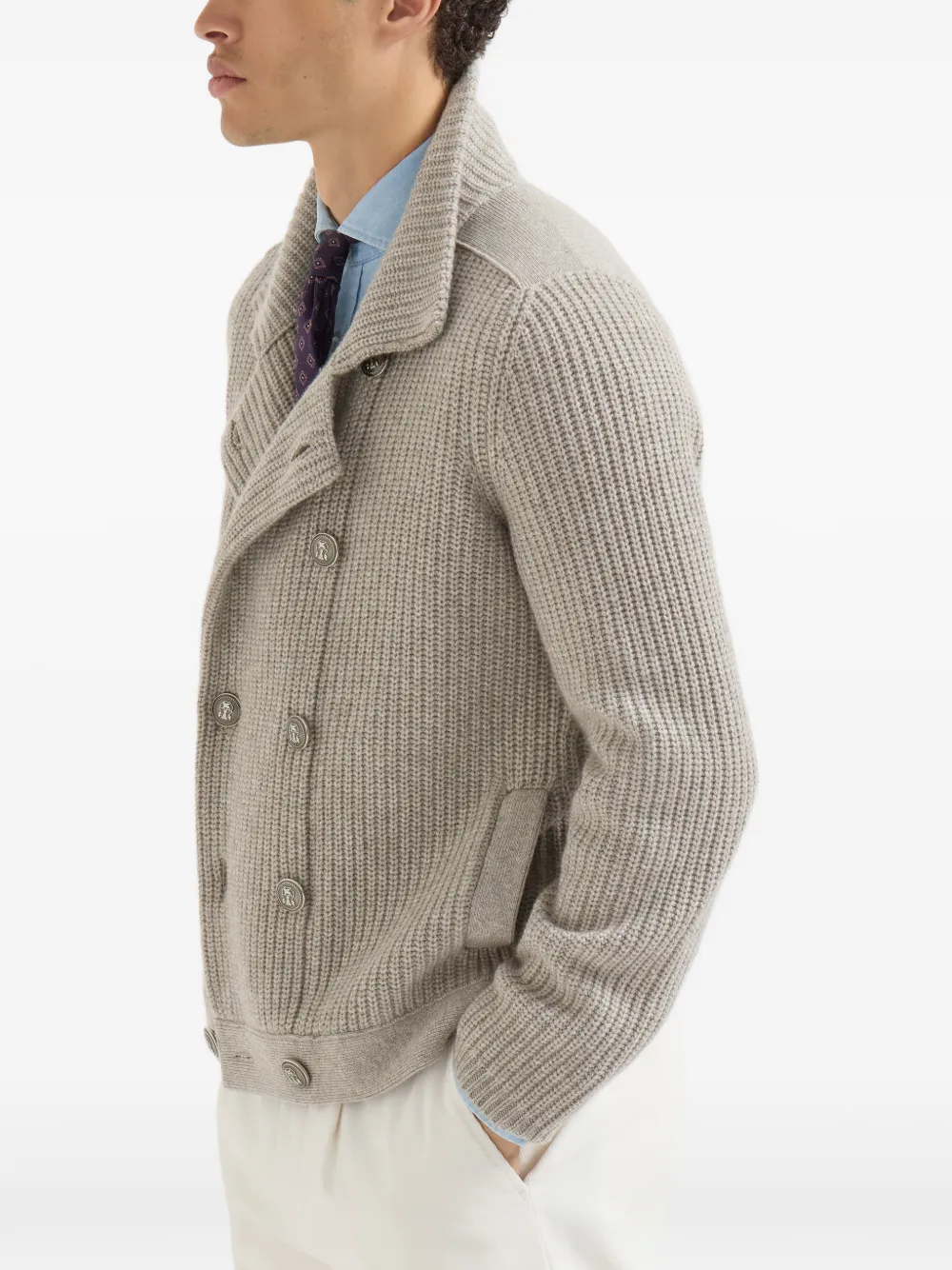 Brunello Cucinelli Vest met gekerfde revers Beige
