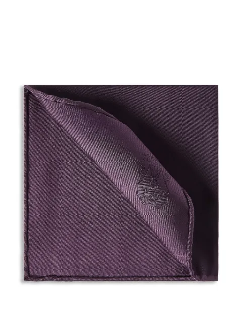 Brunello Cucinelli silk pocket square with printed logo