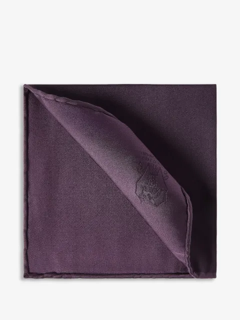Brunello Cucinelli silk pocket square with printed logo
