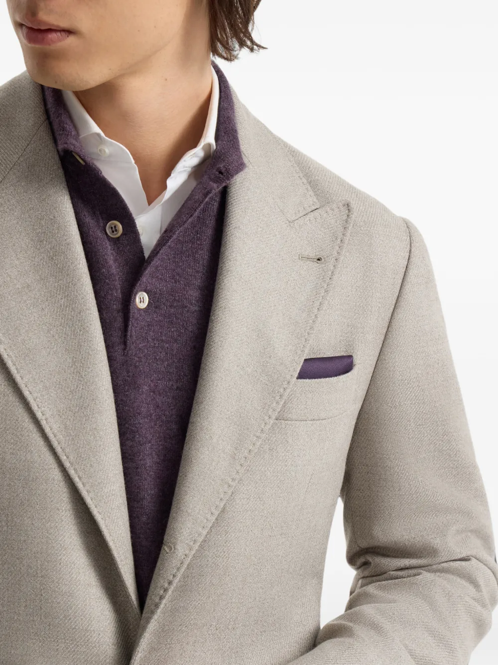 Brunello Cucinelli Zijden pochet met logo-print Paars