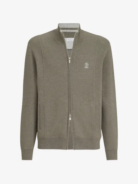 Brunello Cucinelli cardigan en cachemire à fermeture zippée et logo