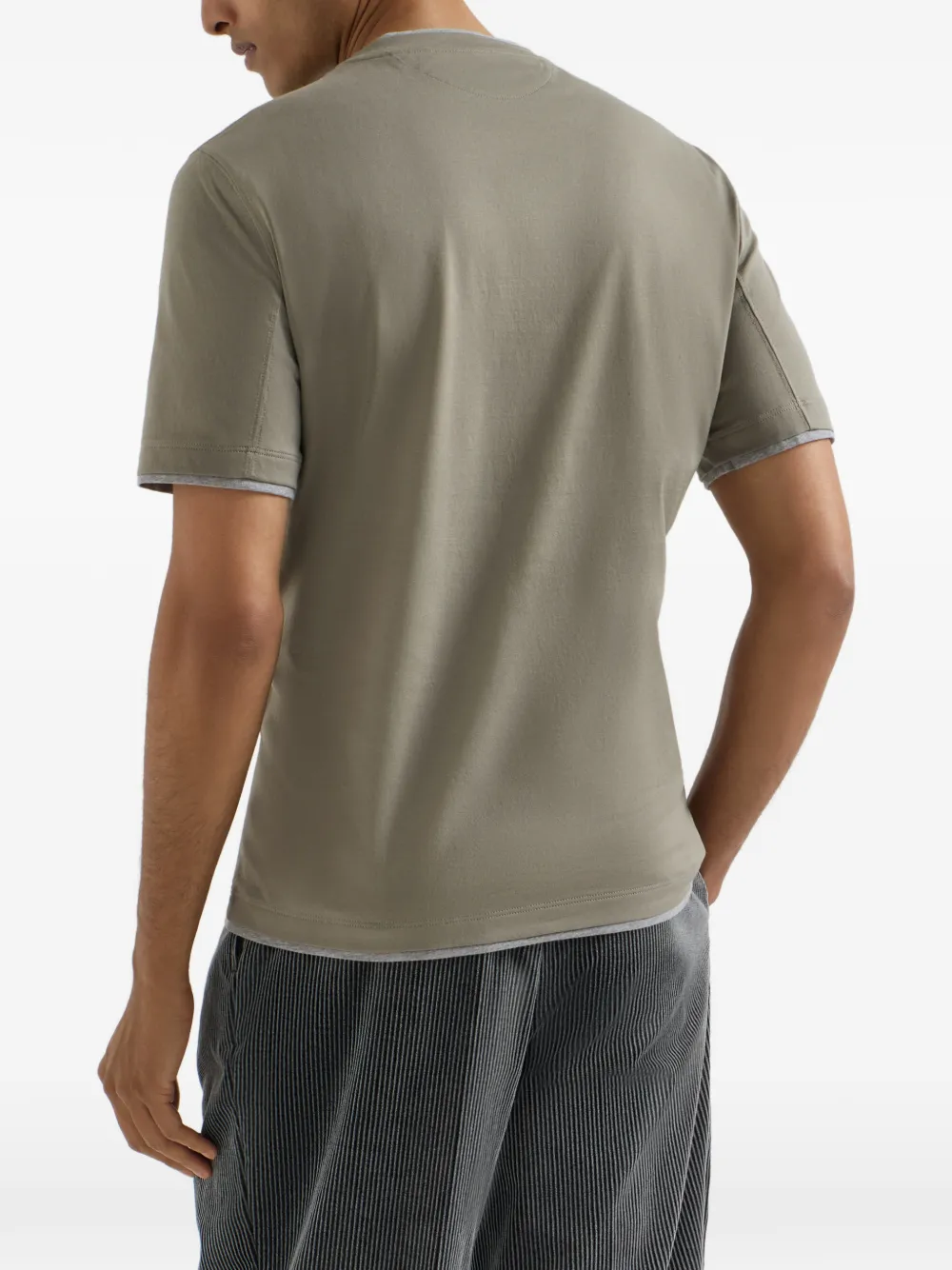 Brunello Cucinelli Katoenen jersey T-shirt met imitatielaag Grijs